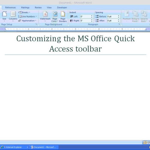 Customize Quick Access Toolbar MS Office 2007
