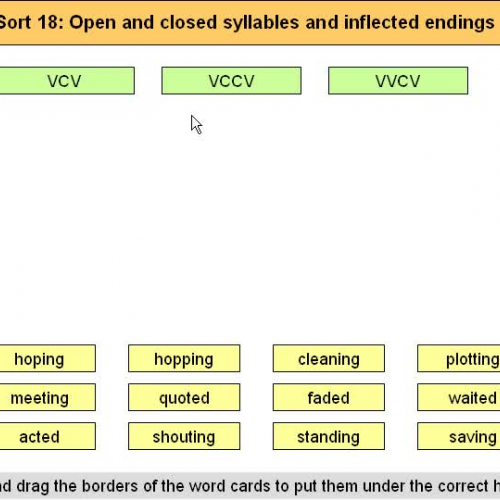 Orange Sort 18 Open and closed syllables infl