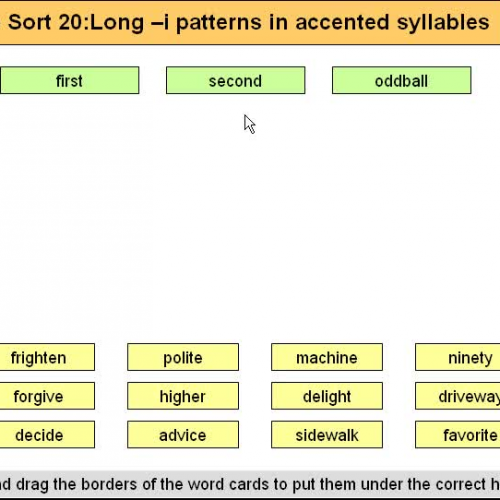 Orange Sort 20 Long i patterns in accented sy