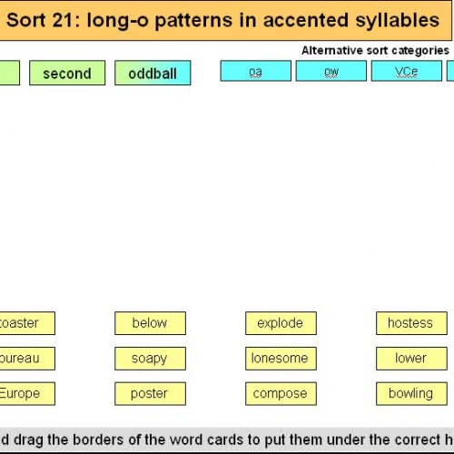 Orange Sort 21 Long o patterns in accented sy