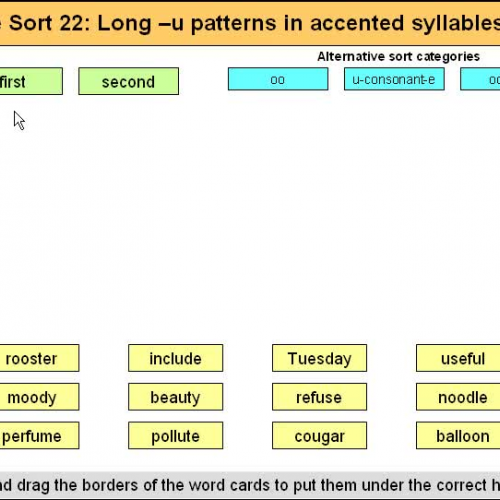 Orange Sort 22 Long u patterns in accented sy