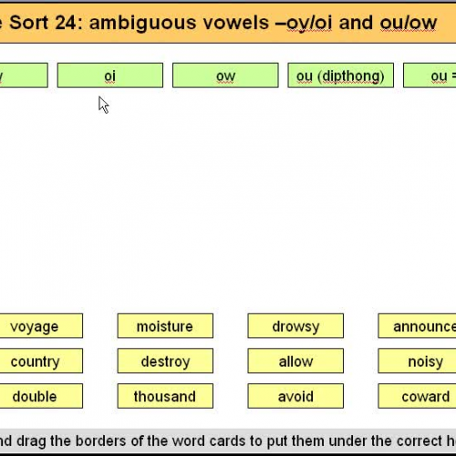 Orange Sort 24 Ambiguous vowels oy oi ou and 