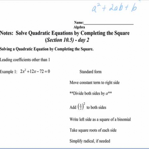 Algebra Notes 10.5 Day 2