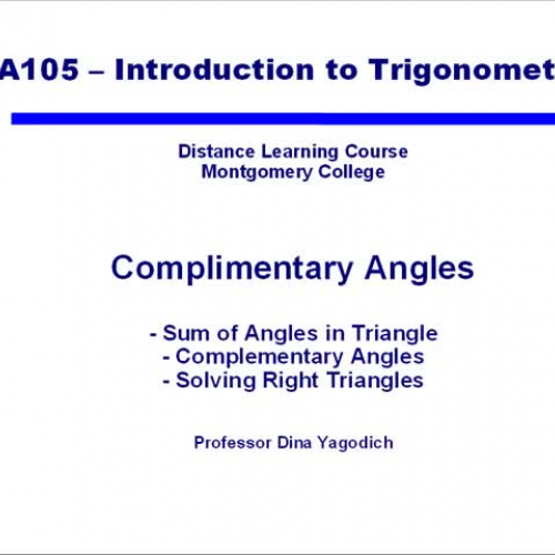 Video 8 Complimentary Angles