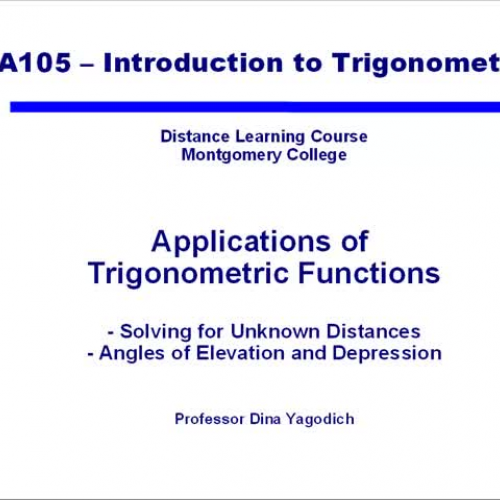 Video 10 Applications of Trig Functions