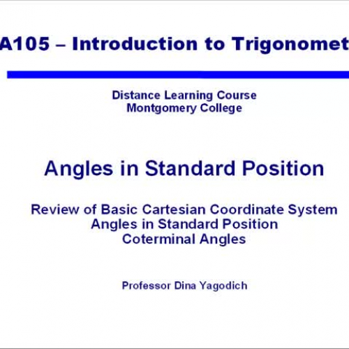 Video 12 Angles in Standard Position and Cote