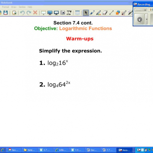 Meiers 7.4 Logarithmic Functions Continued