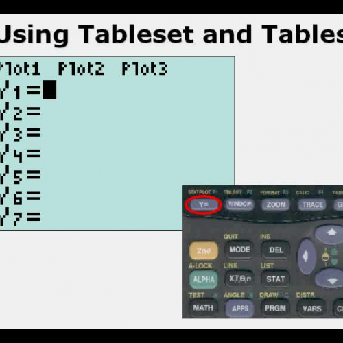 Using Tableset on the Graphing Calculator