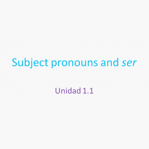 1.1 Subject pronouns and ser