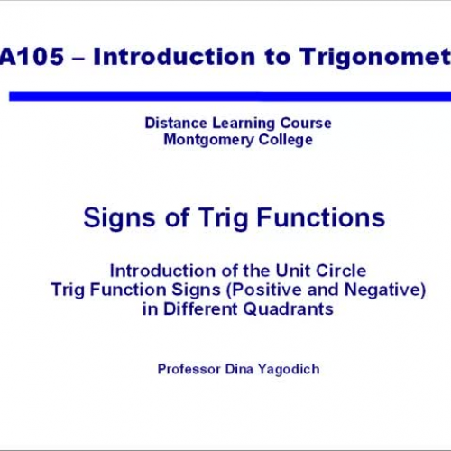 Video 13 Signs of Trig Functions in All Quadr