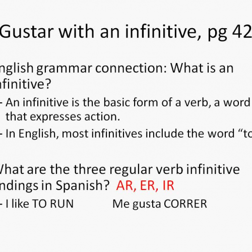 1.1 Gustar with an infinitive
