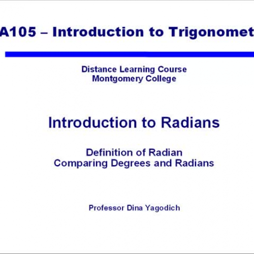 Video 16 Introduction to Radians