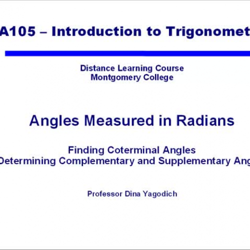 Video 18 Angles in Radian Mode