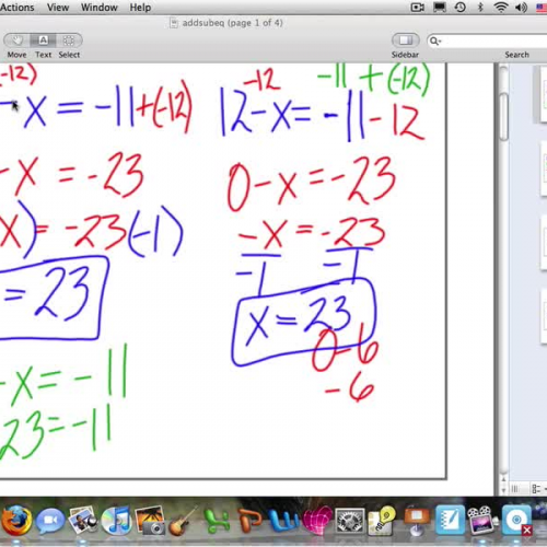 1 Step Addition and Subtraction Equations