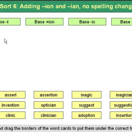 Forest Sort 6 Adding ion and ian to base word