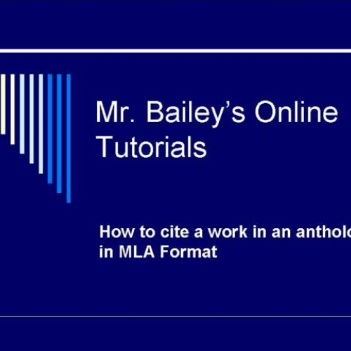 How to Cite a Work in an Anthology in MLA For