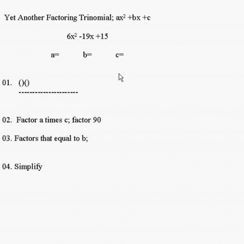 Yet Another Factor Trinomial