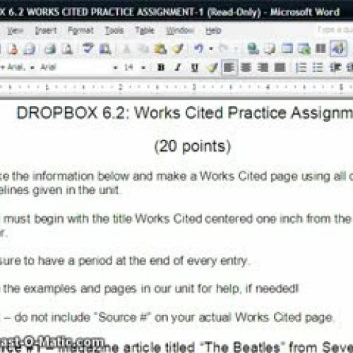 Works Cited One (Draft)