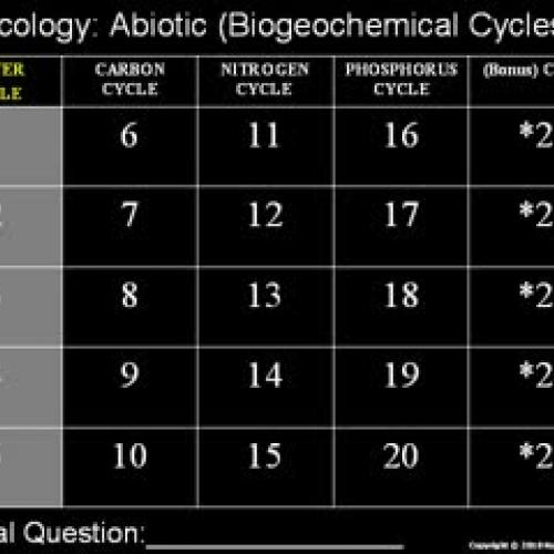Ecology Quiz: Biogeochemical Cycles
