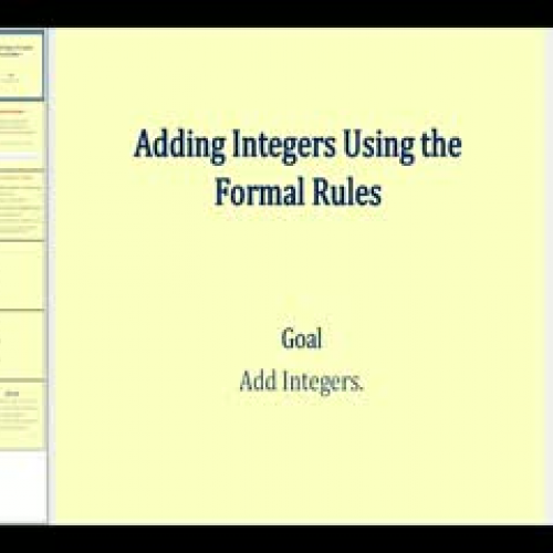 Adding Integers Using Formal Rules