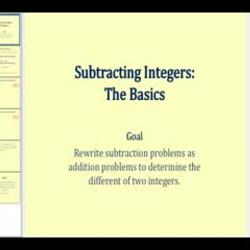 Subtracting Integers - The Basics