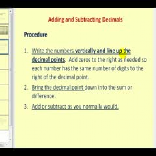 Adding and Subtracting Decimals