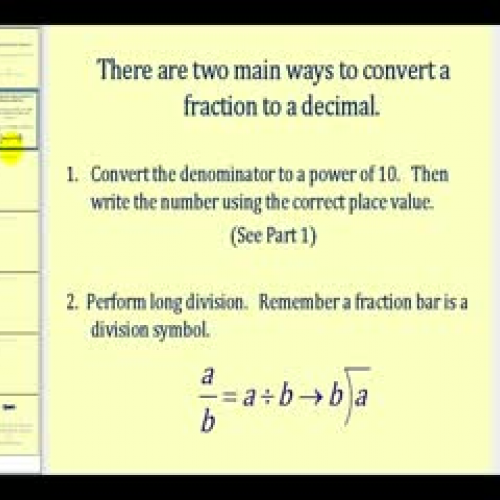 Converting a Fraction to a Decimal - Part 2