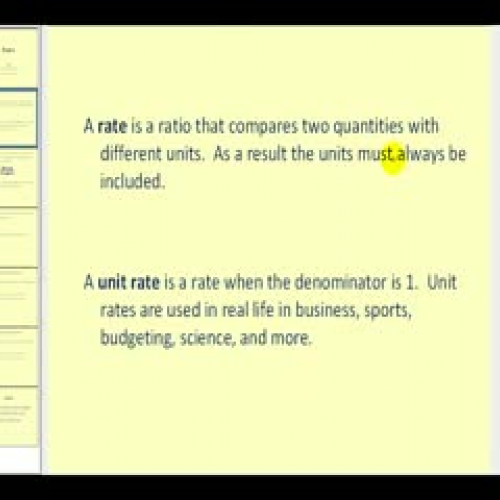 Rates and Unit Rates