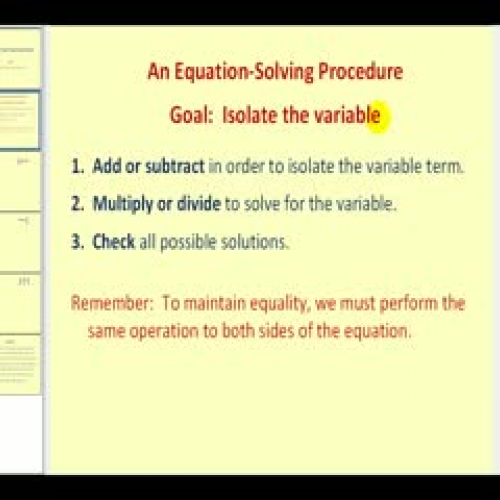 Solving Two Step Equations