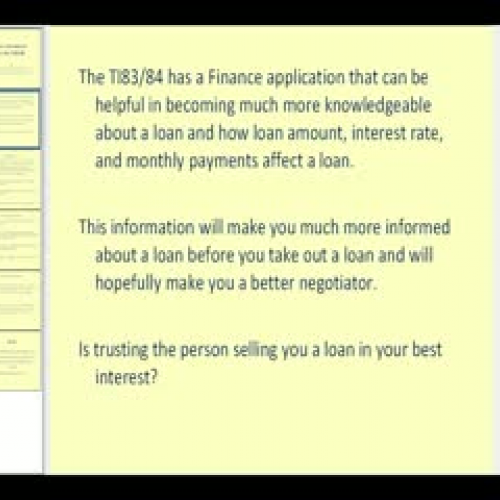 Loan Information Using the TI83/84