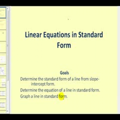 Linear Equations in Standard Form