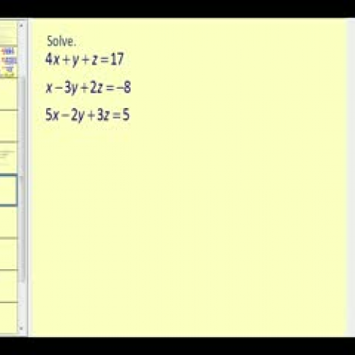 Systems of Equations in Three Variables:  Par