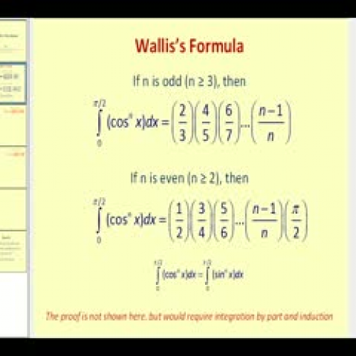 Wallis's Formula to Integrate Powers of Sine