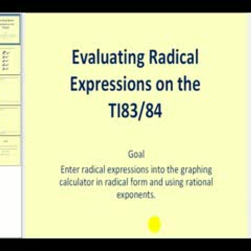 Evaluating Radical Expressions on the TI83/84