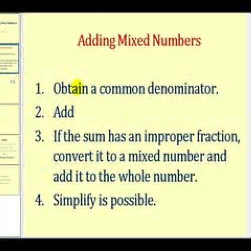 Adding Mixed Numbers