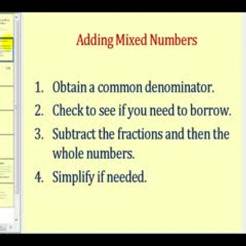 Subtracting Mixed Numbers