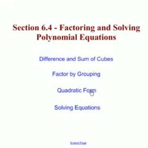 Solving by Factoring