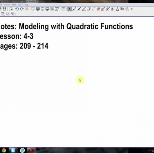 Lesson 4-3 Modeling with Quadratic Functions