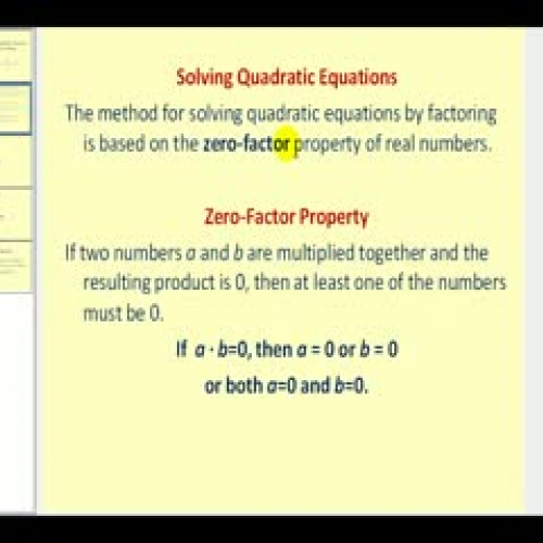 Solving Quadratic Equations by Factoring