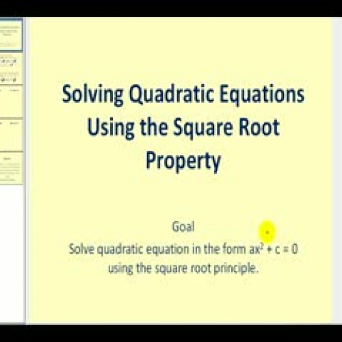 Solving Quadratic Equations Using Square Root