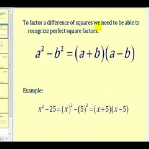 Factoring a Difference of Squares