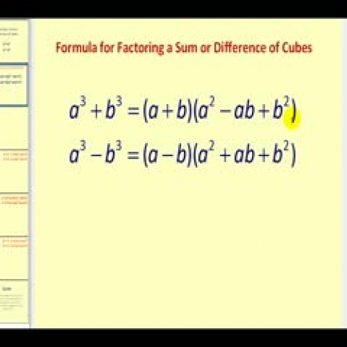 Factoring a Sum or Difference of Cubes