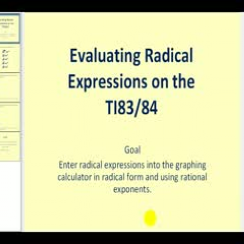 Evaluating Radical Expressions on the TI83/84