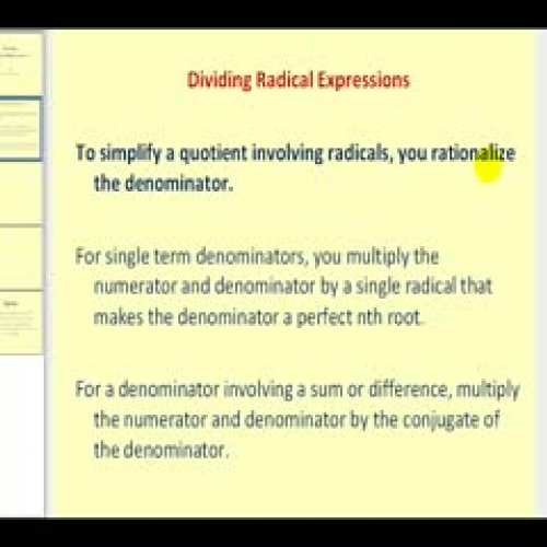 Dividing Radicals