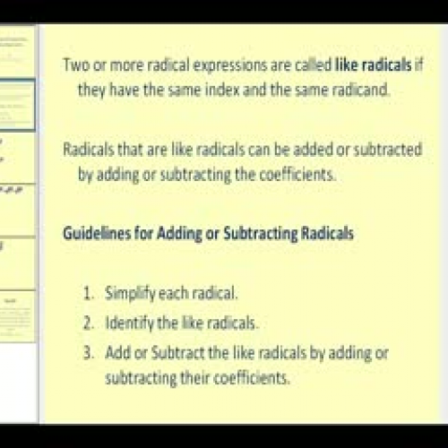 Adding and Subtracting Radicals