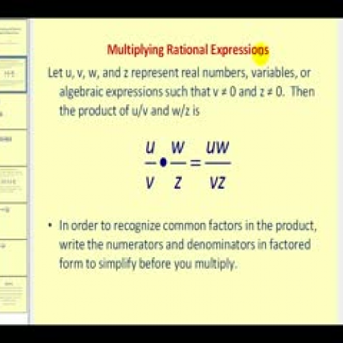 Multiplying and Dividing Rational Expressions