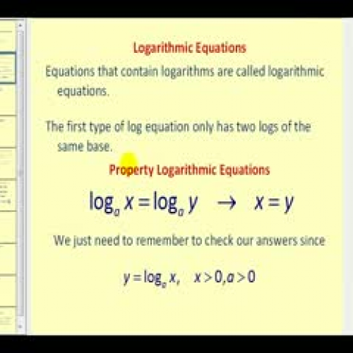 Solving Logarithmic Equations