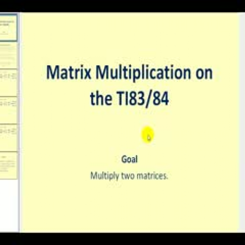 Matrix Multiplication on the TI83/84