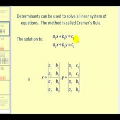 Cramer's Rule to Solve a System of Equations