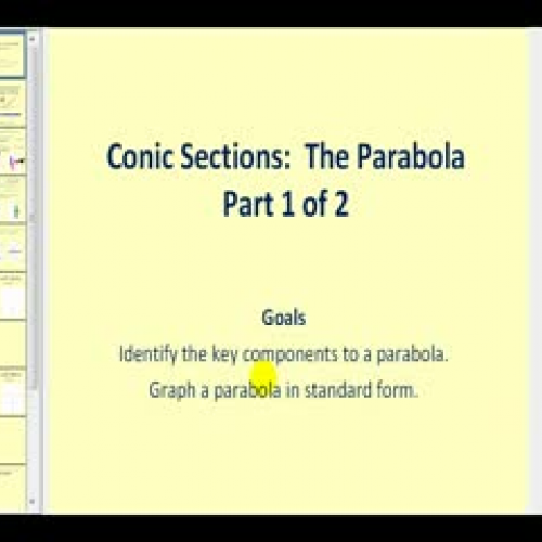 Conic Sections:  The Parabola part 1 of 2